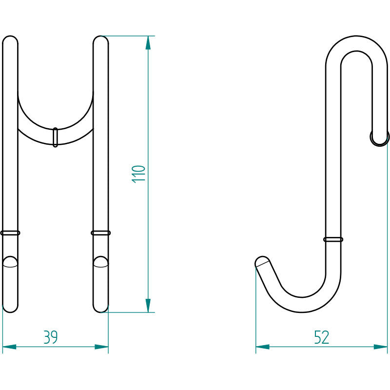 Doppel-Halter für Glasdusche zum Einhängen an Glaskante