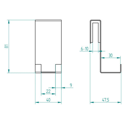 Halter an Glasdusche mit 2 Haken