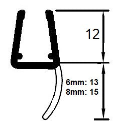 Lippendichtung 180° für fluchtende Türen, mit leicht gewölbter Lippe, für Lücken von 6 - 11 mm, Art.Nr. 5001