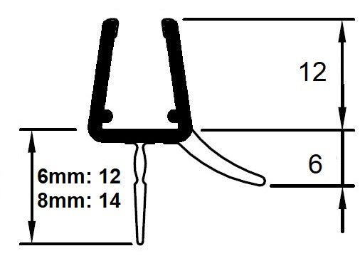 Schleiflippendichtung mit Abtropfleiste, für Lücken von 11 - 14 mm, Art.Nr. 5102