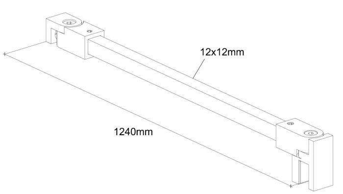 Stabistangen-Set eckig für Glasdusche, Glas-Wand, SQ1212