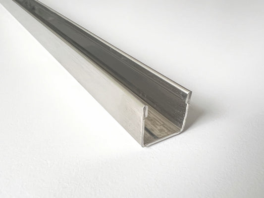 Edelstahl-U-Wandprofil zur innenseitigen Silikonverklebung, Höhe 15 mm, Art.Nr. UB15