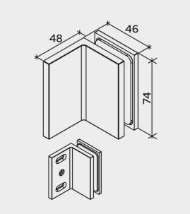 Bellagio Winkelverbinder Glas-Wand 90°, BEL90S